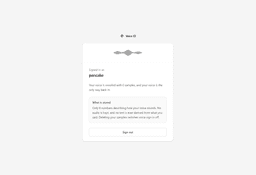 VoiceID home page after a successful login