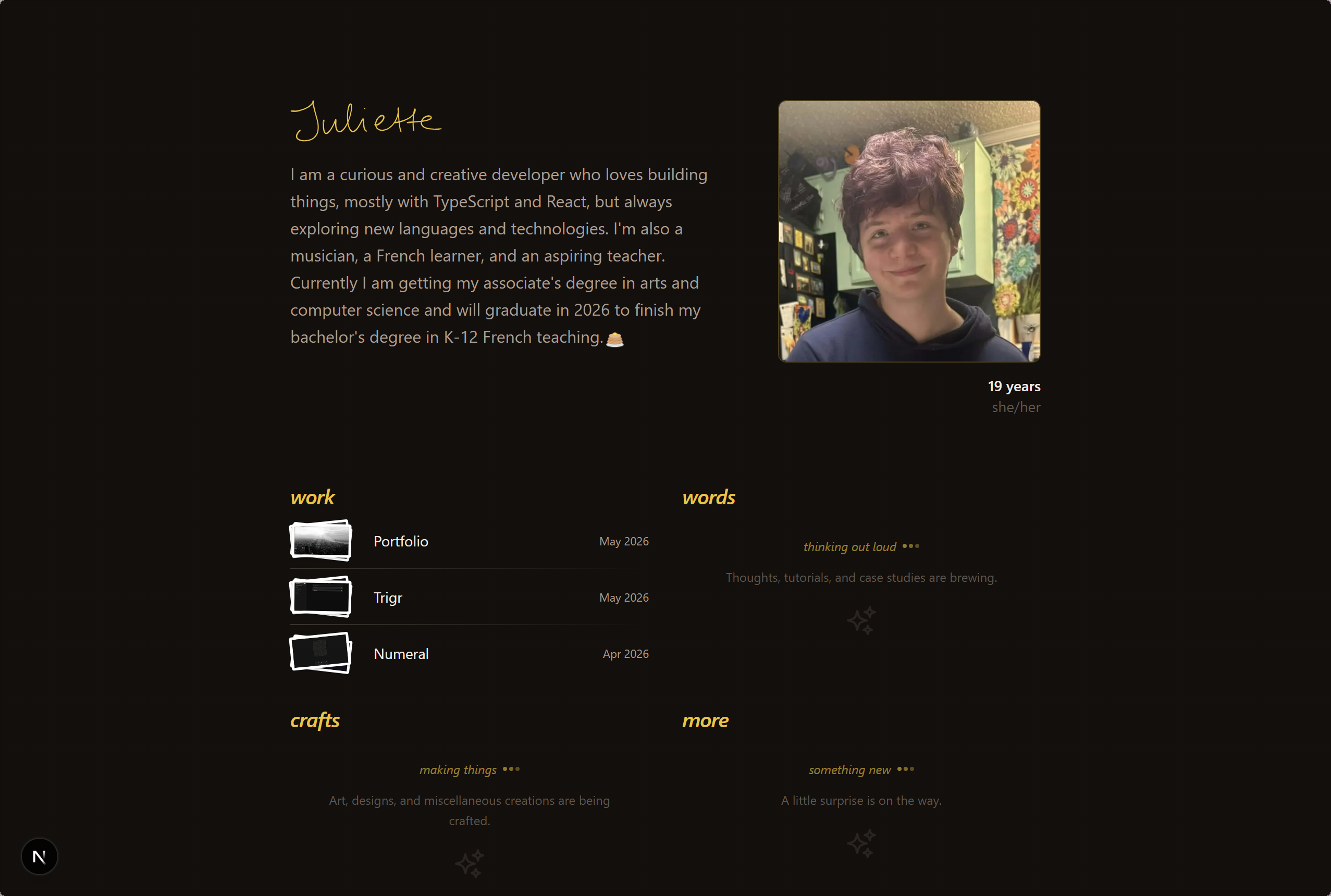 Portfolio homepage