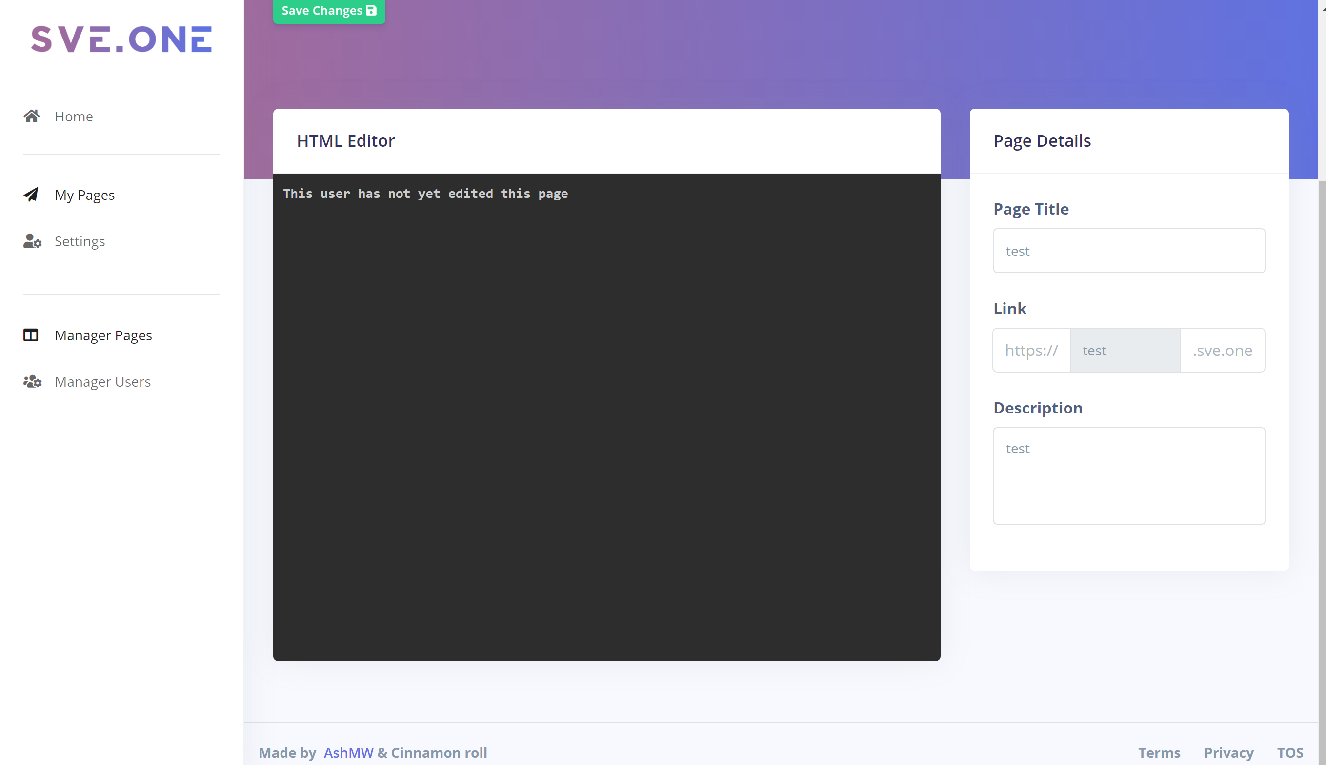 sve page editor
