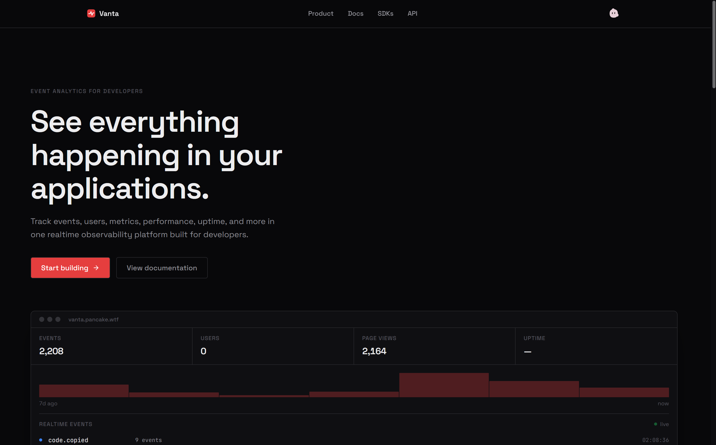 Vanta home page